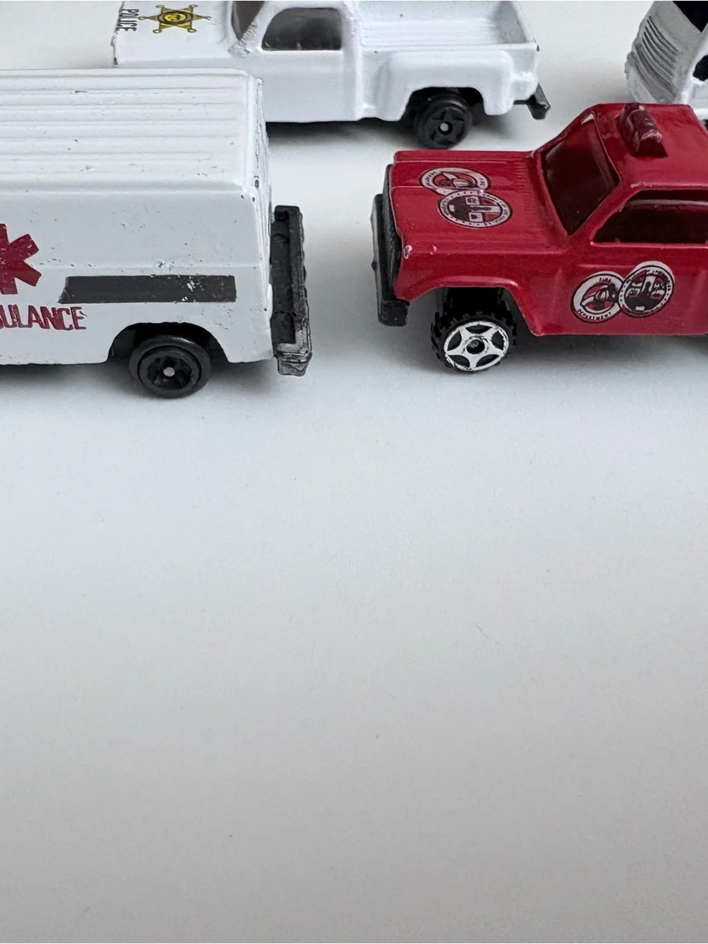 Vintage Diecast Rescue Vehicle Lot of 7 Police Fire Ambulance Tow Truck